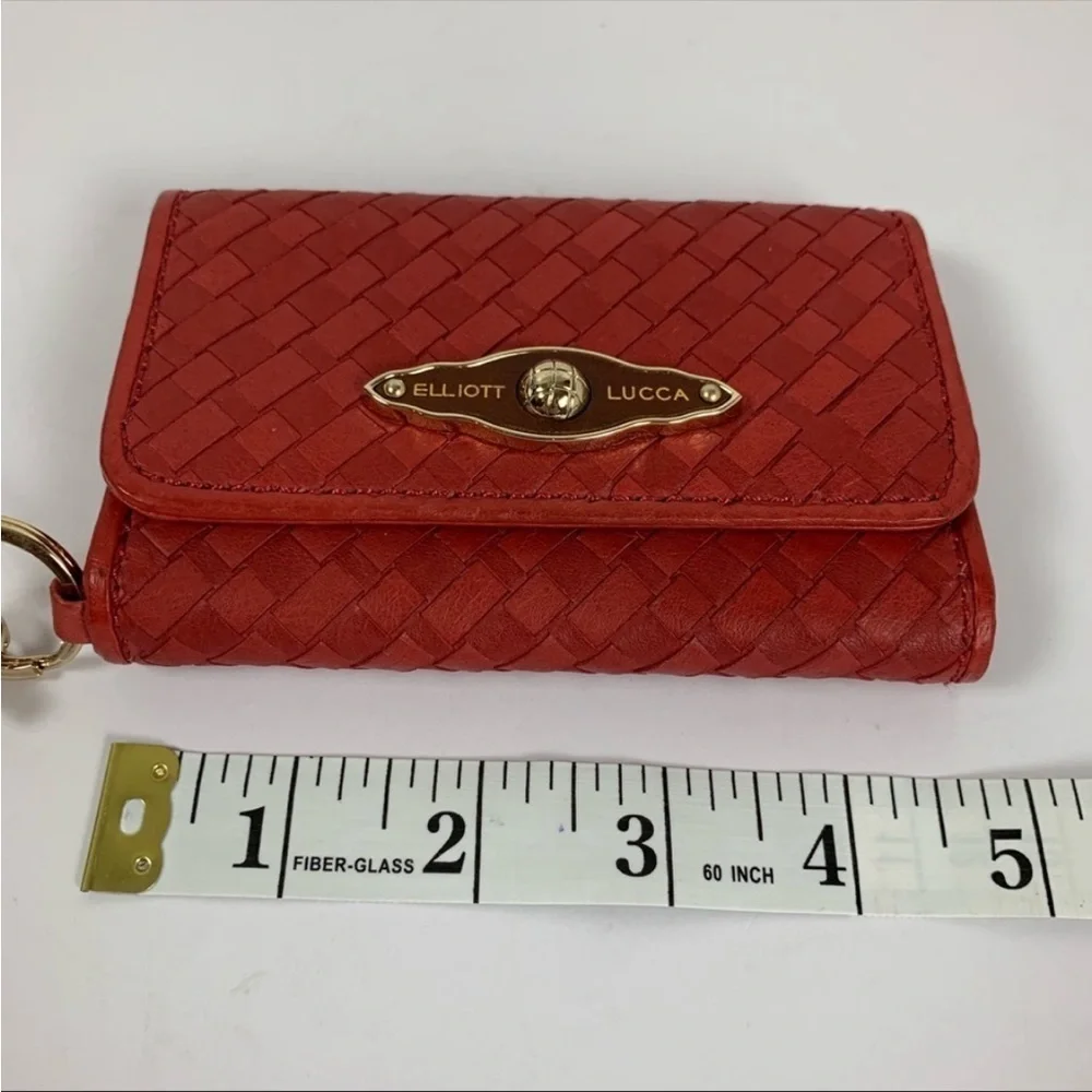 Elliott Luca Red Woven Leather Gold Accents